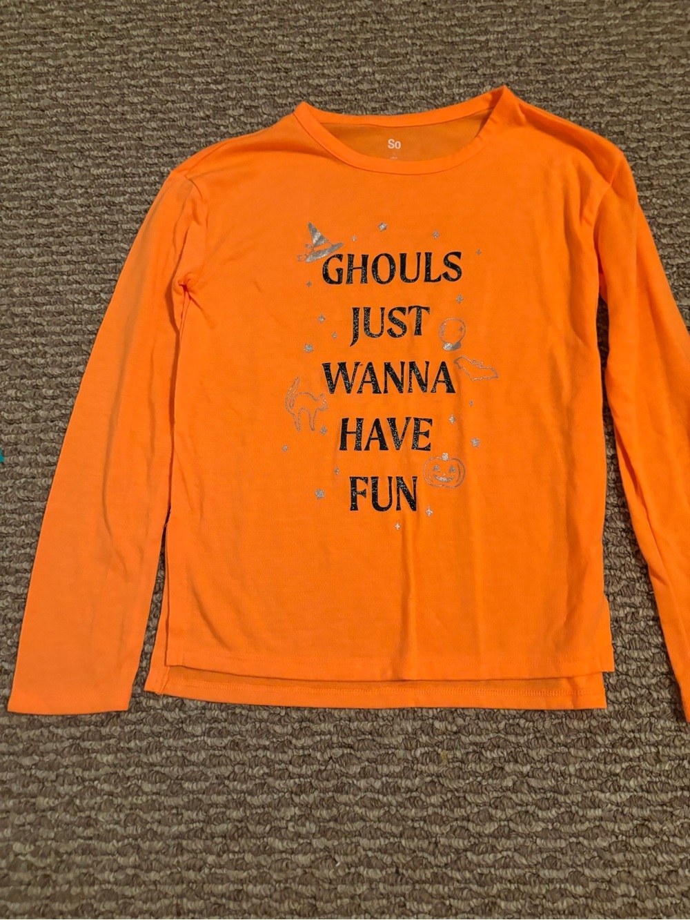 SO Orange Long-Sleeve Tee with 'Ghouls Just Wanna Have Fun' Graphic